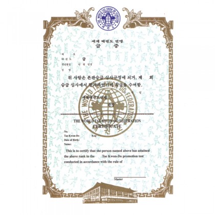 Rank Certificate {Taekwondo)