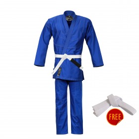Ultra Light BJJ Gi Blue - 100% Cotton Canvas (White Belt Included)