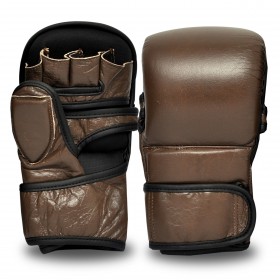 MMA Sparring Gloves - Vintage Brown Genuine Leather 
