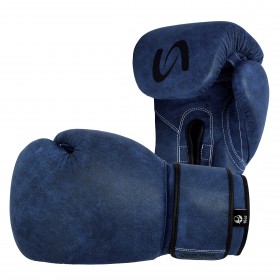 Vintage Boxing Gloves Genuine Leather Blue